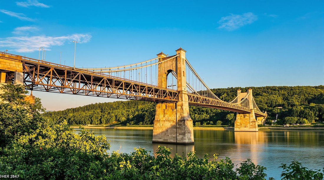 Le seul pont suspendu de 1849 encore en service avec ses 184 mètres
