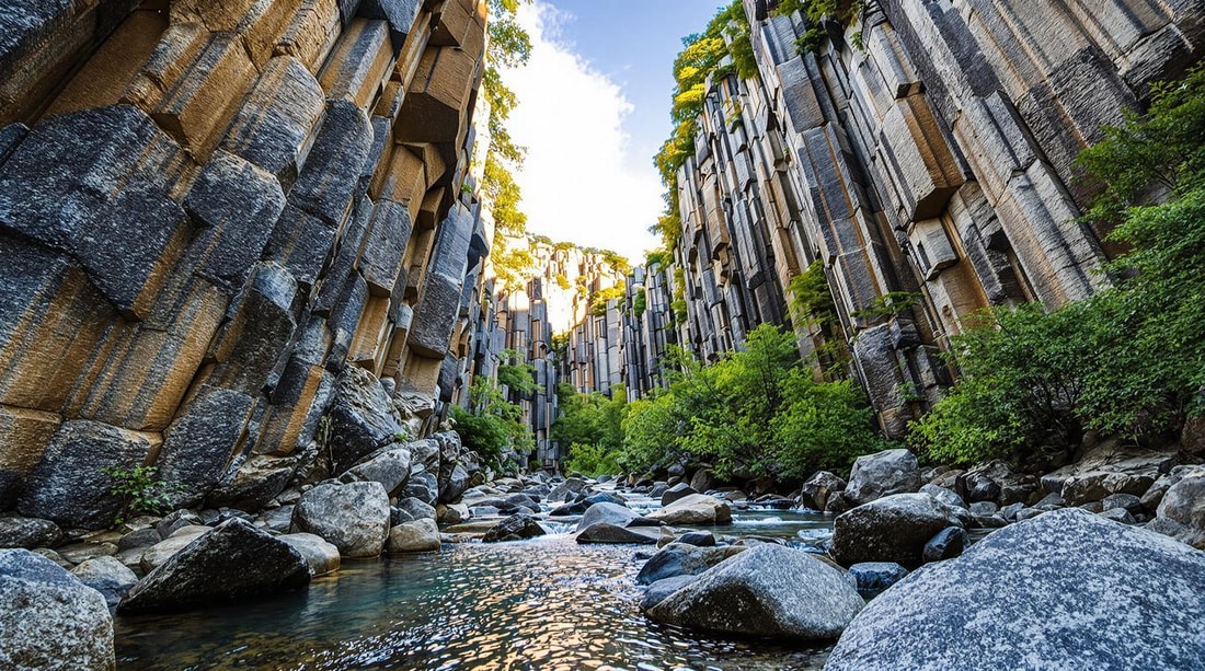 Ces colonnes de basalte de 7 millions d'années sculptent l'Ardèche à Jaujac