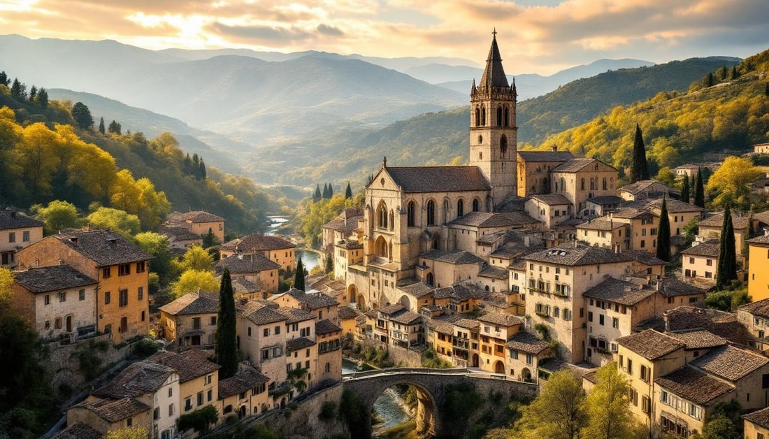 Moins connu que Carcassonne, ce village de 548 habitants abrite une abbaye de 1246 ans