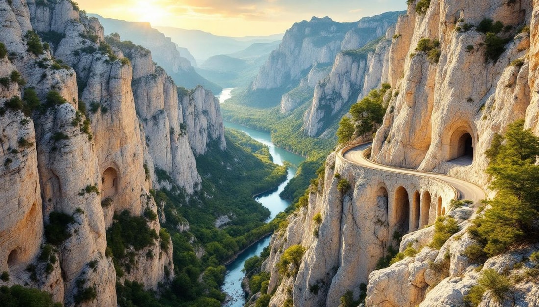 Voici la route de 8 km taillée dans du calcaire vieux de 145 millions d'années