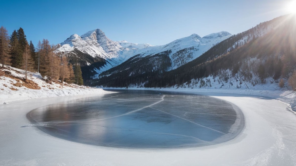 À 2061m d'altitude, ce lac naturel se transforme en patinoire de 1,2km en hiver