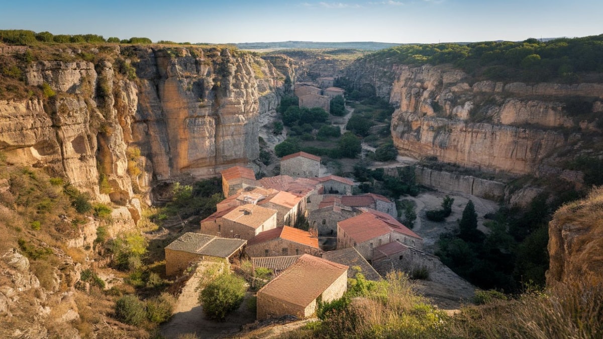 Ce canyon naturel de 300 mètres de profondeur cache un village médiéval en son cœur