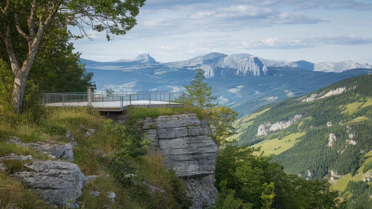 Cette plateforme naturelle de 1000 m² offre un panorama unique sur la chaîne des Vosges