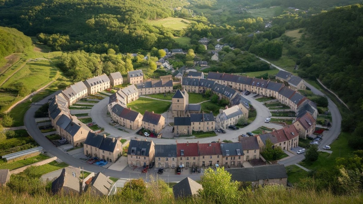 Le seul village de France où les maisons forment trois anneaux parfaits