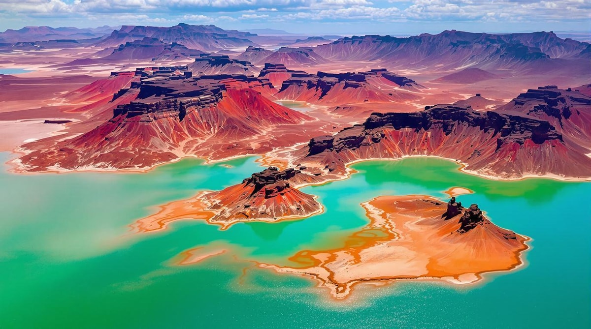 Cette formation volcanique de 270 millions d'années crée un lac rouge à 750 ha