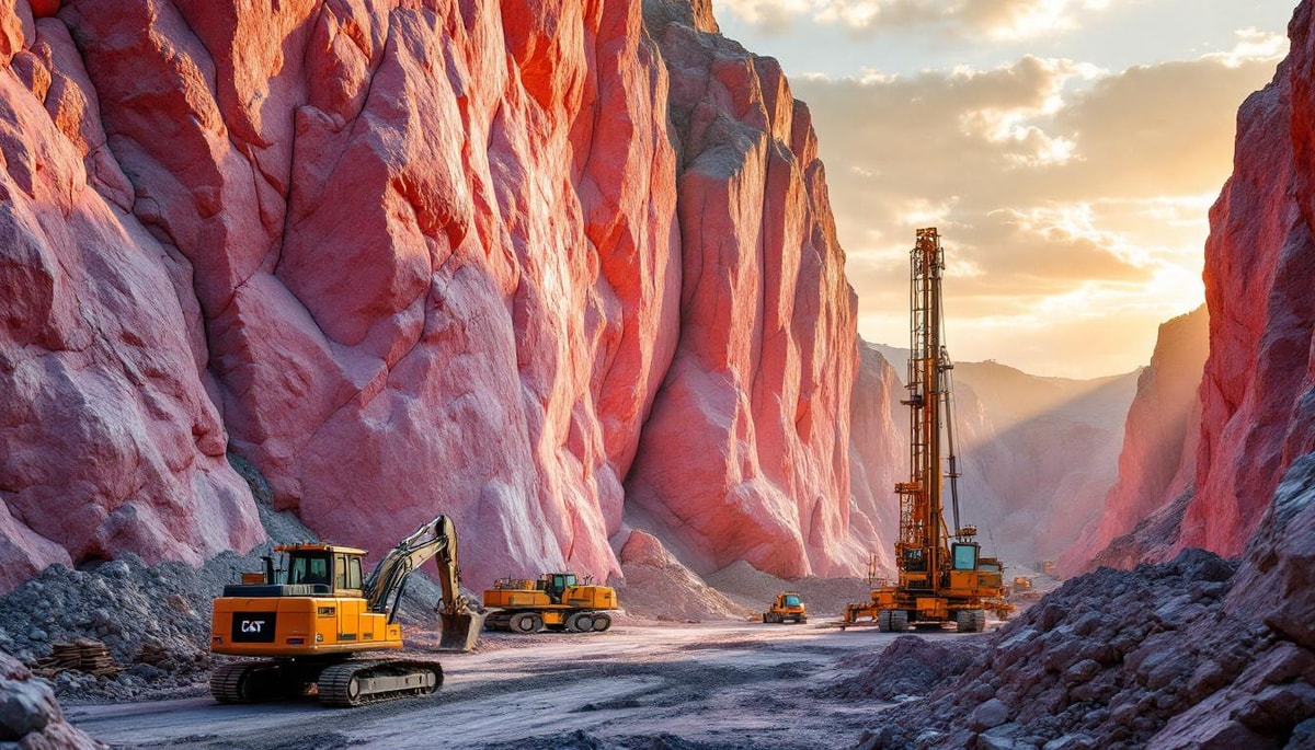 Cette carrière de granite rose produit 2300 m³ par an depuis 1976