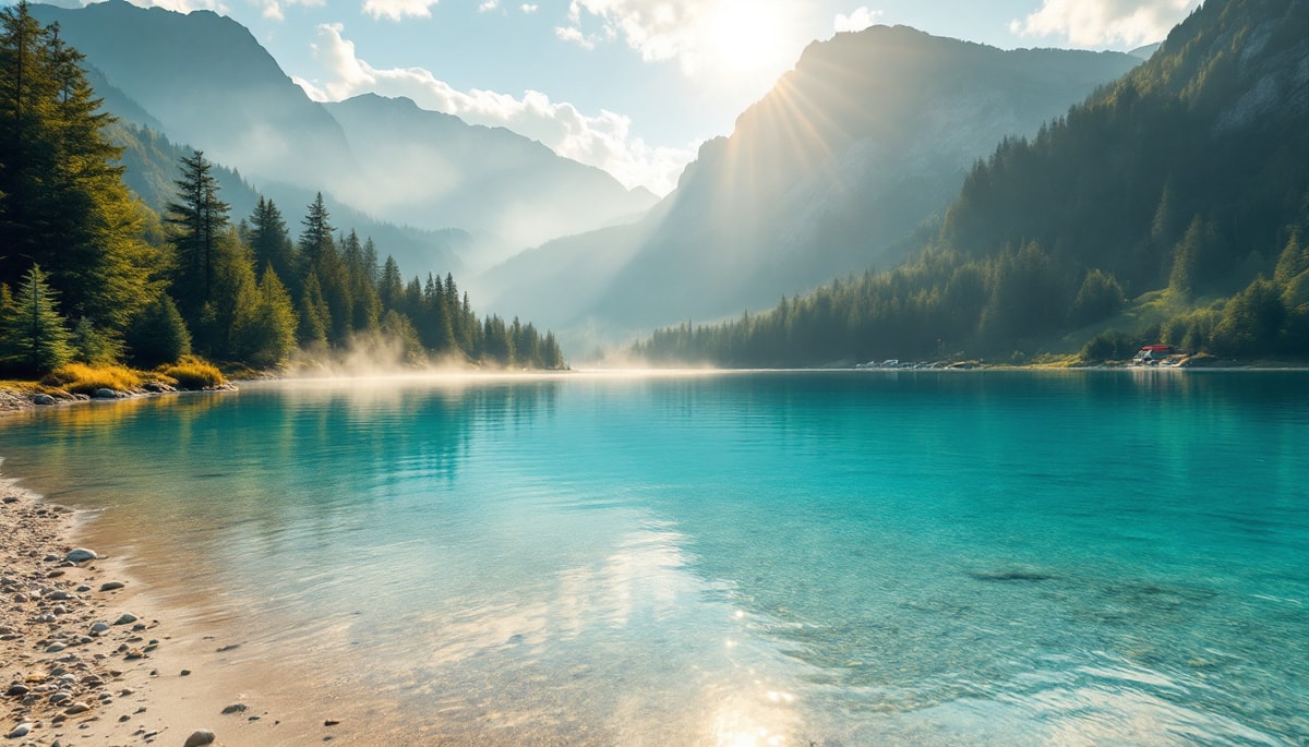 Ce lac des Vosges atteint 26°C en été avec baignade surveillée à 50m du parking
