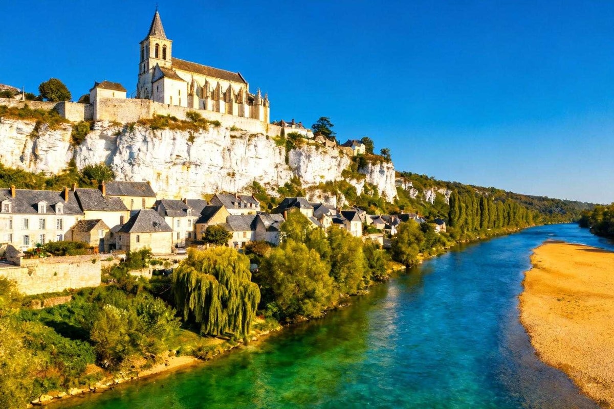Candes-Saint-Martin où 2 fleuves se mélangent pas sur 8 km après confluence
