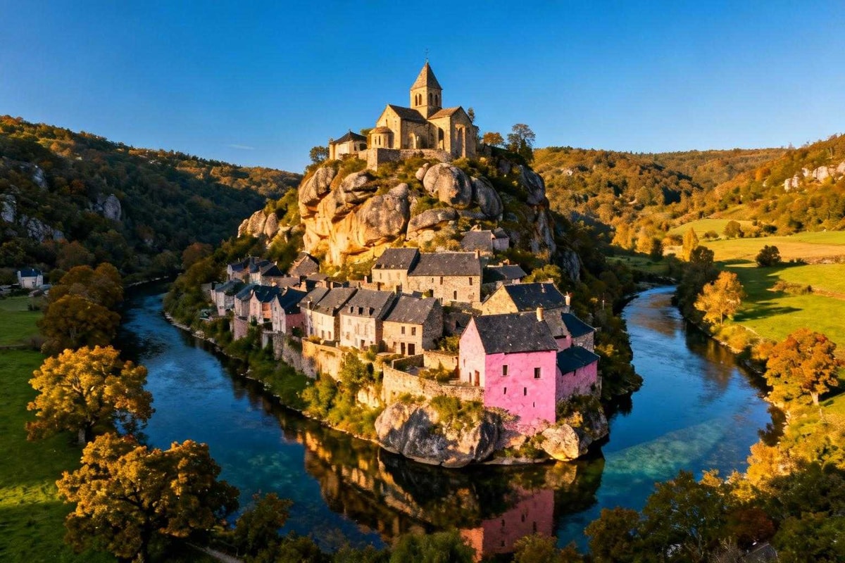 Saint-Céneri-le-Gérei avec 112 habitants occupe le seul méandre parfait de l'Orne
