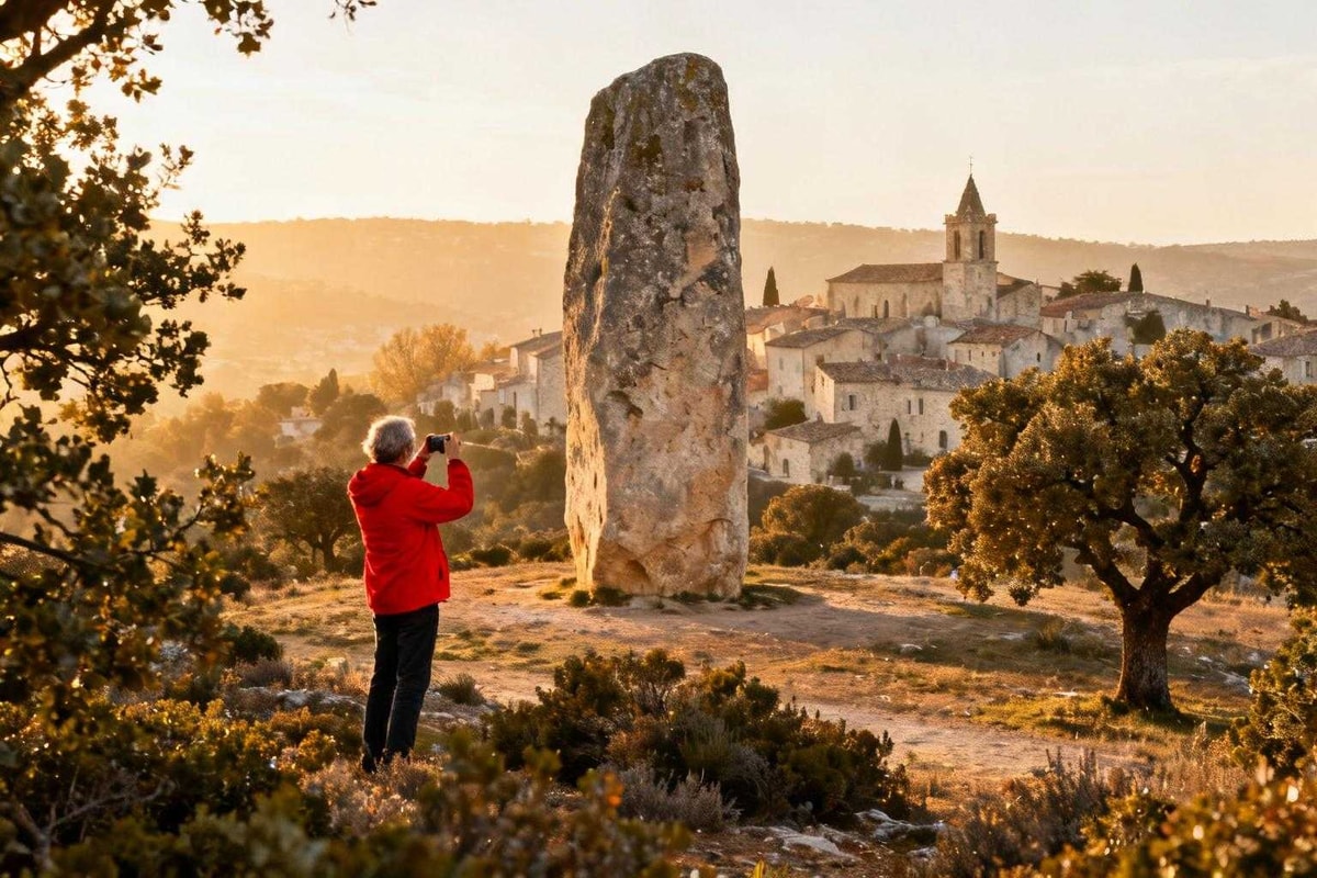 Lussan dans le Gard affiche 11 habitants au km² et son menhir de 5,6 mètres
