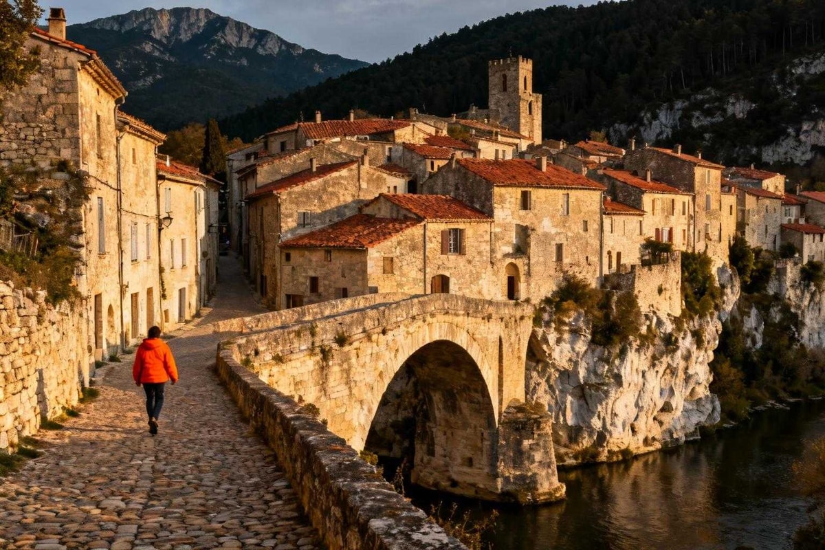 Voici Olargues où 600 habitants vivent sur un rocher cerné par la Jaur
