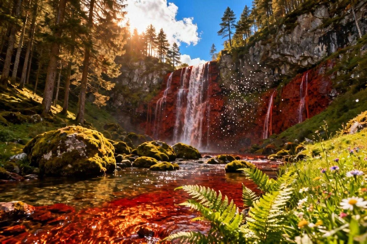 Cette cascade belge fascine avec son eau rouge sang naturelle
