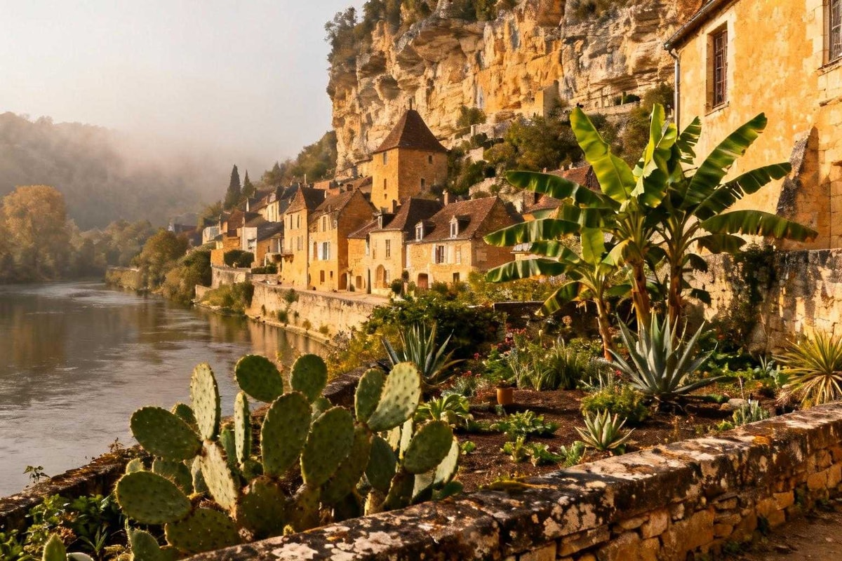 Ce village de Dordogne cultive des cactus et des bananiers en pleine terre

