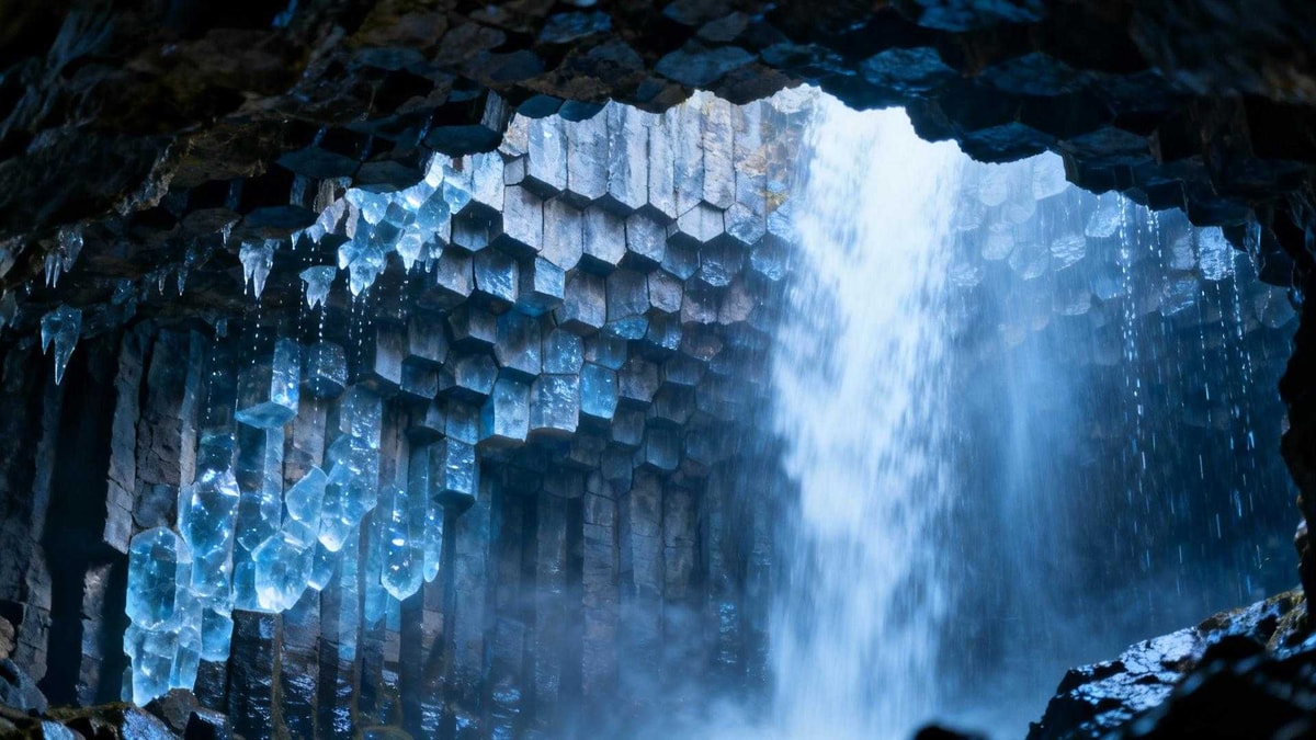 Cette cascade de Lozère cache une grotte aux plafonds de lave cristallisée

