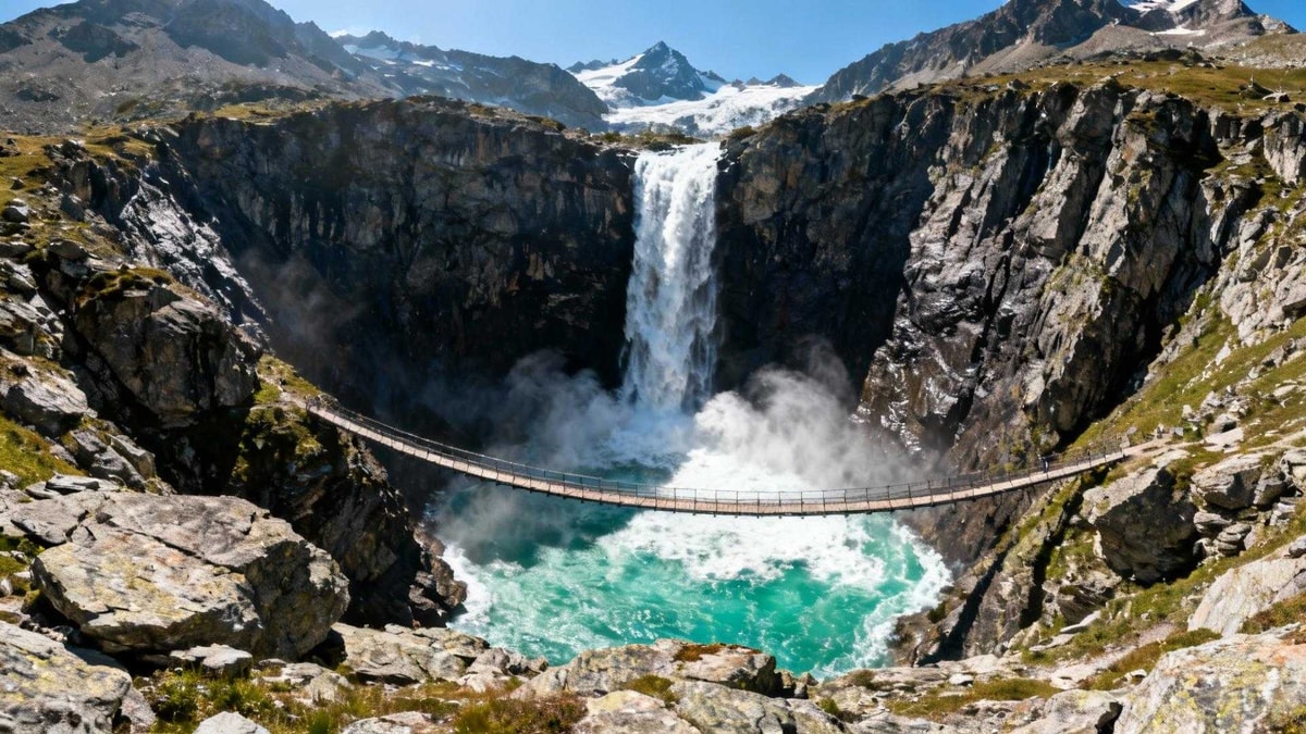 Ce village savoyard de 700 habitants garde un pont suspendu de 12 mètres au-dessus de 80 mètres de vide