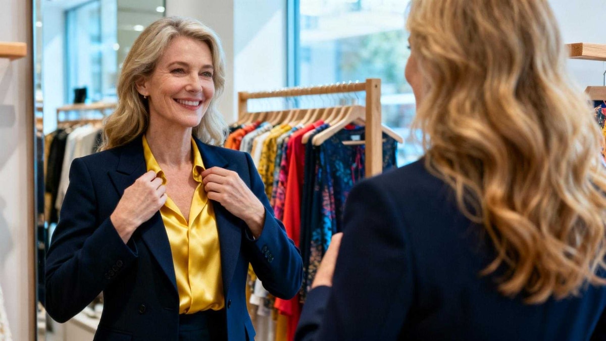 À 52 ans cette tenue marine et jaune beurre remplace son sérum à 180€
