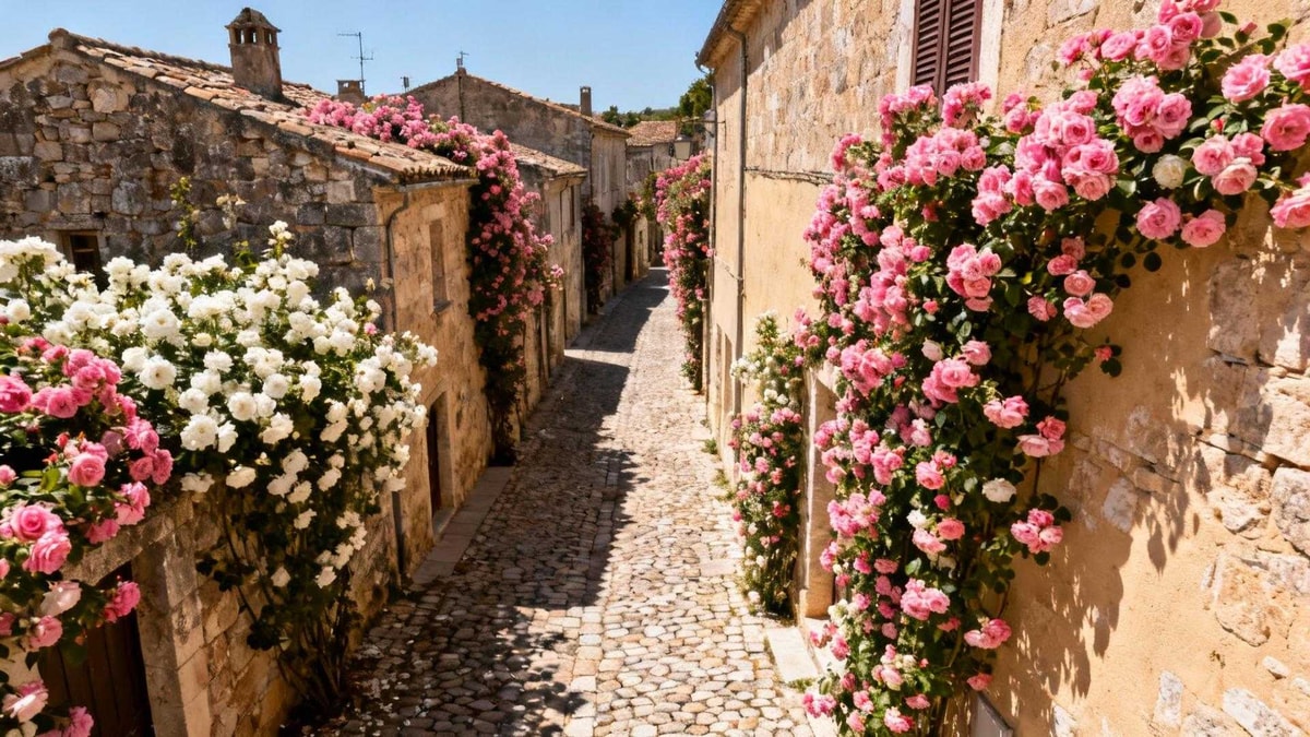 Ce village de 350 habitants a supprimé ses trottoirs pour 1000 rosiers anciens
