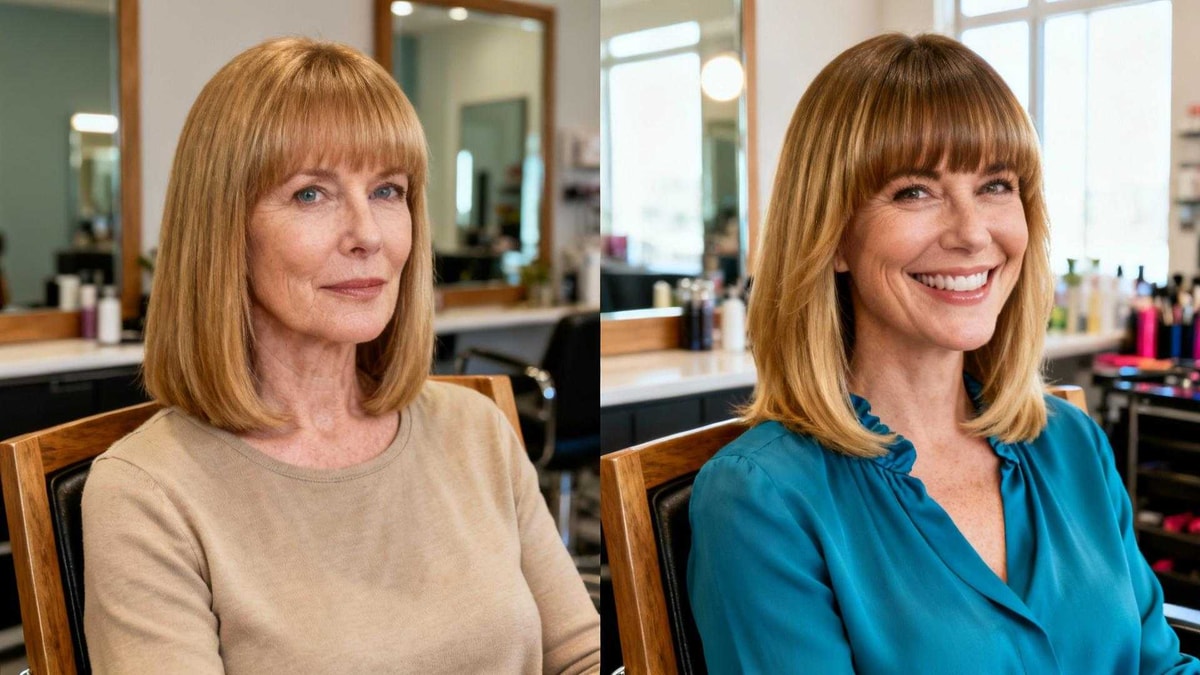 À 50 ans, cette frange rideau a transformé mon visage en un coup de ciseau
