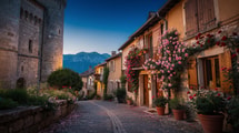 Un ancien prieuré fortifié façonne encore ce village aux façades fleuries d’Ariège