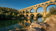 Sur 275 mètres, ce géant romain du Gard franchit le Gardon sur trois niveaux