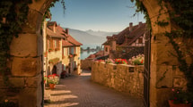 Deux portes créées en 1318 ouvrent encore ce bourg fortifié de Haute-Savoie