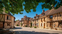 Dans l’Yonne, les maisons à colombages bordent les places de cette cité médiévale