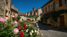 Ce village aux cent rosiers dévoile un cœur médiéval fleuri entre remparts et ancien prieuré