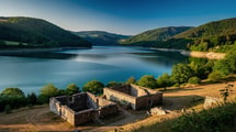 Depuis 1953, ce barrage du Doubs recouvre deux fermes que la sécheresse fait ressurgir