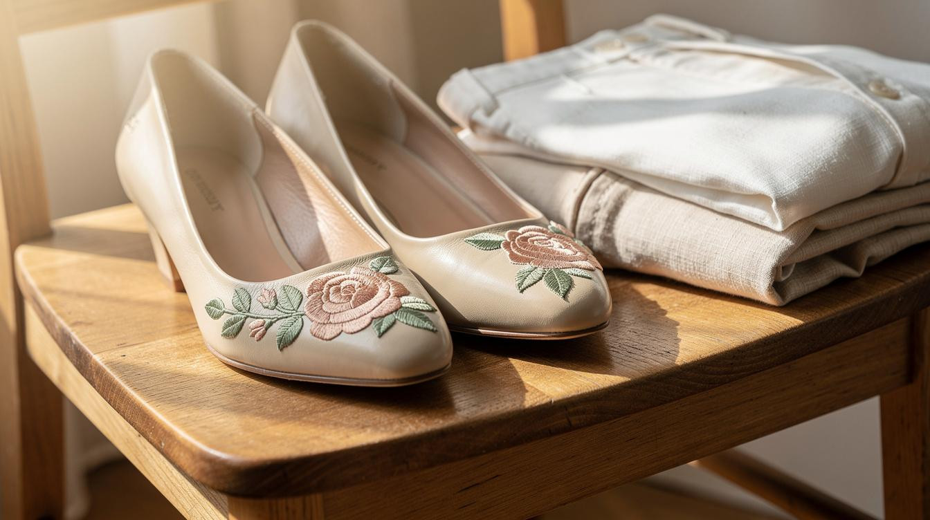 Mit 58 bestickte Pumps probiert, mein Sommeroutfit wirkte sofort 100 Euro teurer