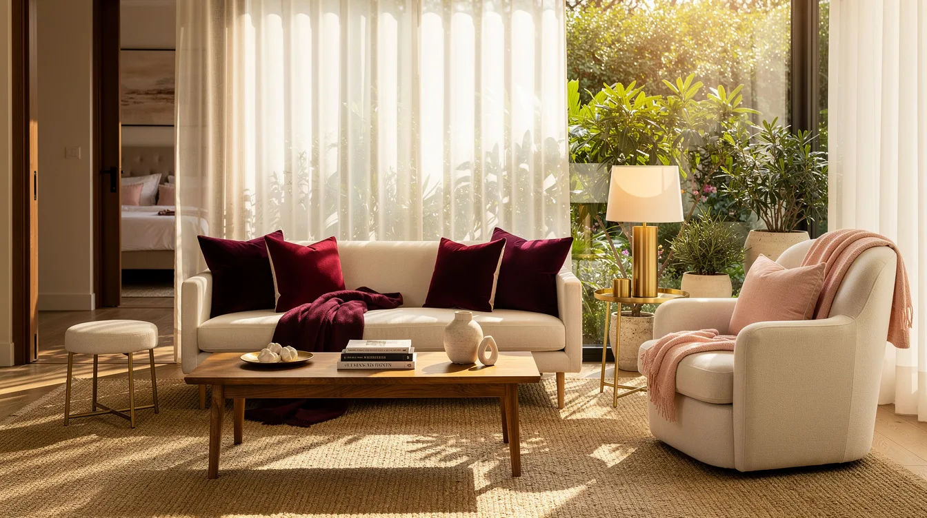 Linen sofa in a sunny room