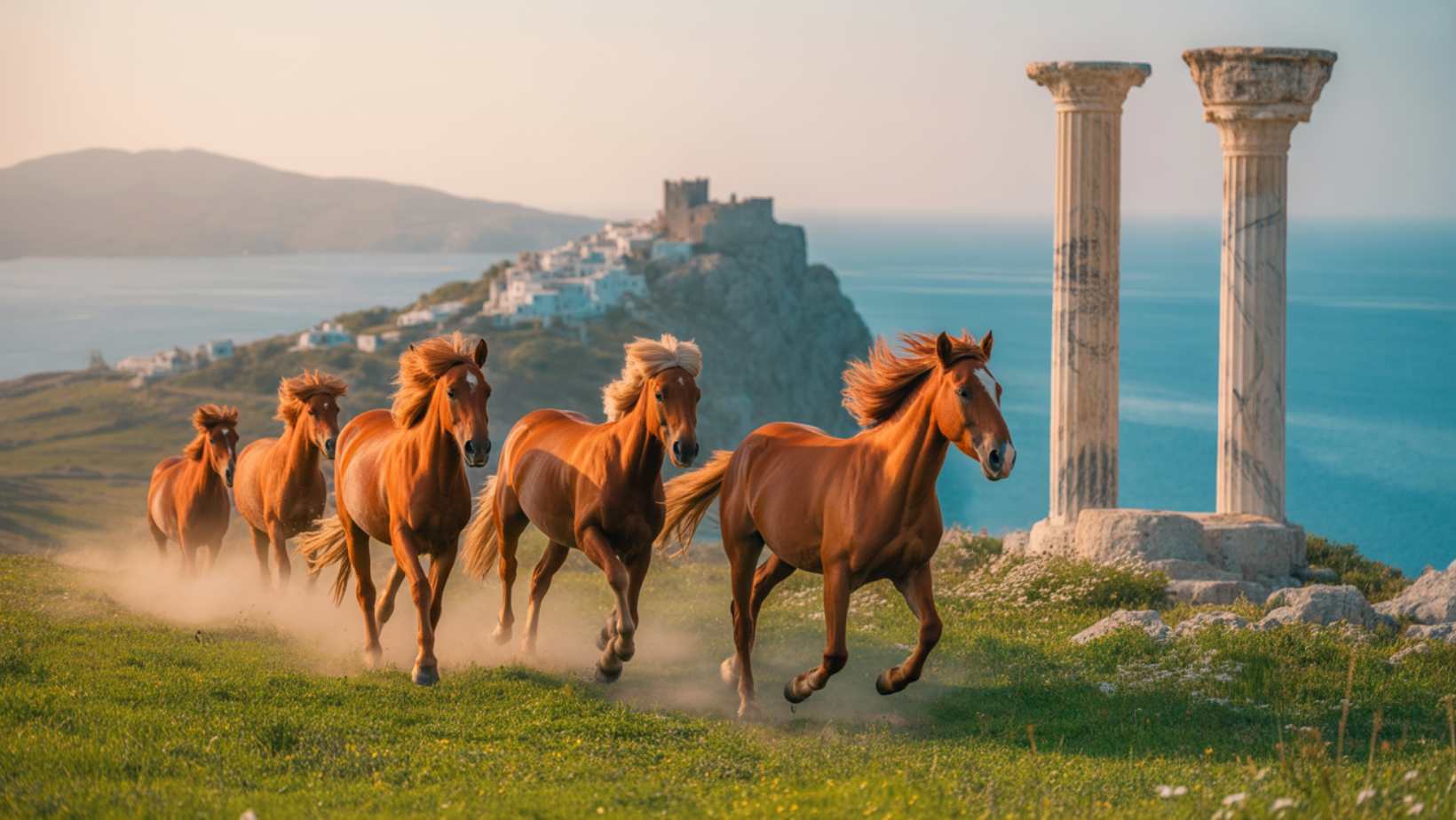Forget Santorini crowds - this Aegean island has mythical horses galloping through Bronze Age fortresses