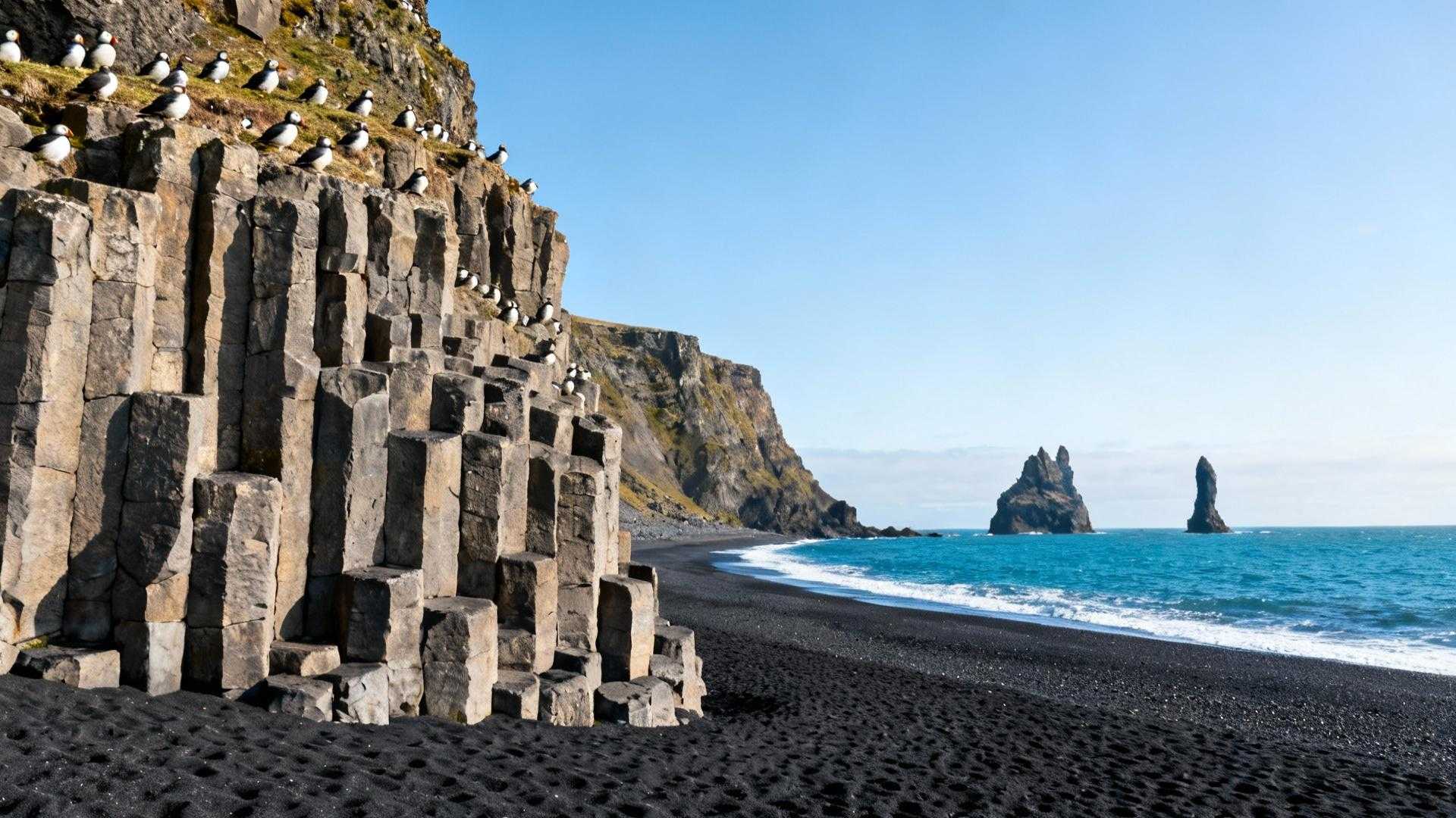 Better than Hawaii's $150 black sand tours: This Icelandic beach has 60-foot basalt cathedrals + puffin colonies at $0