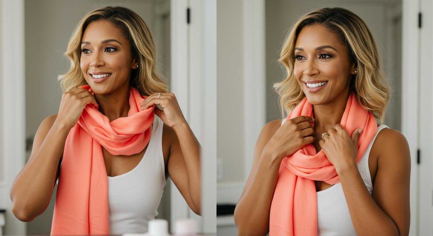 This  scarf trick hides neck wrinkles while 5 treatments erase them in 12 weeks