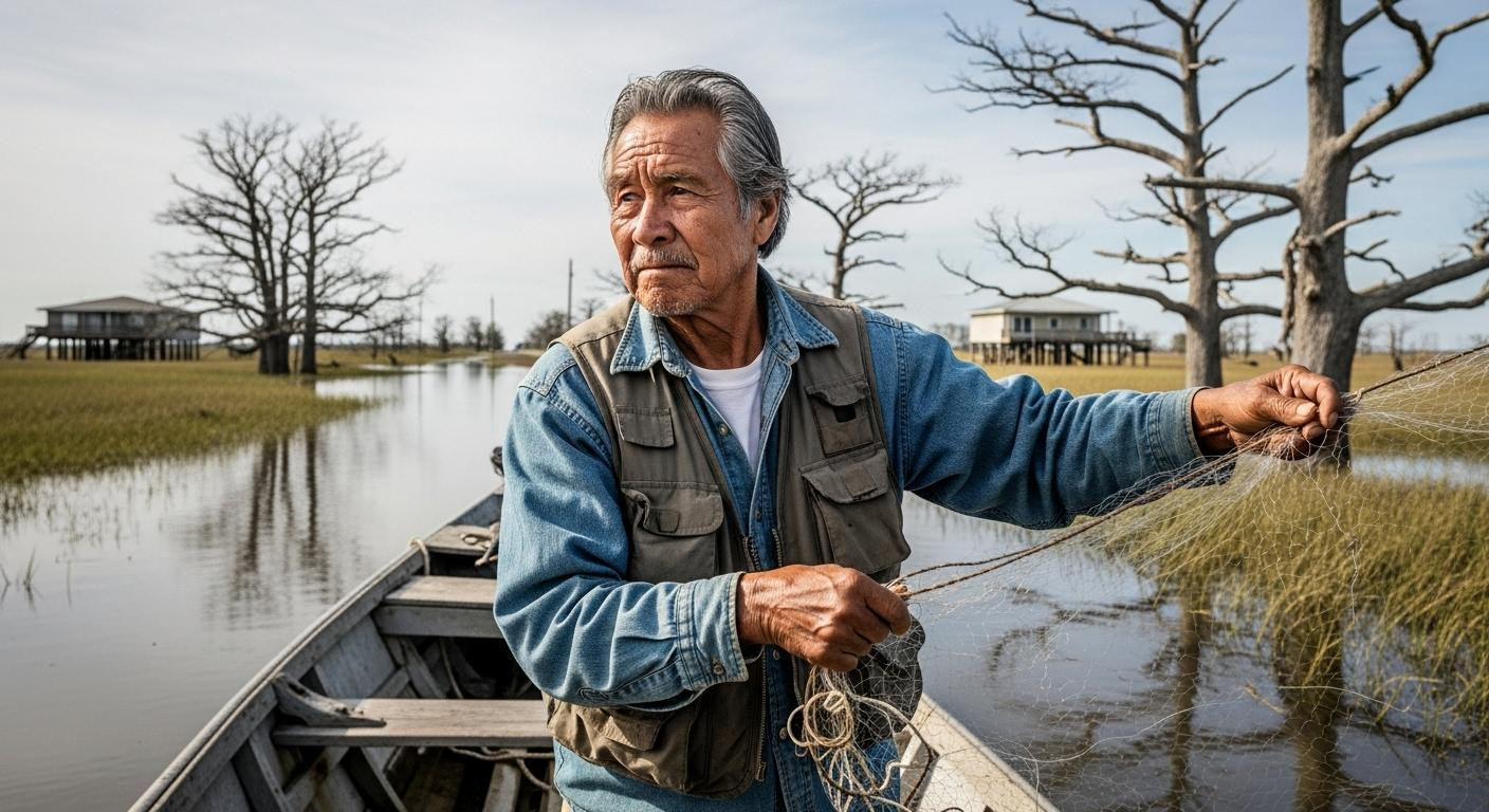 This Louisiana island village lost 98% of its land while 42 locals refuse to leave