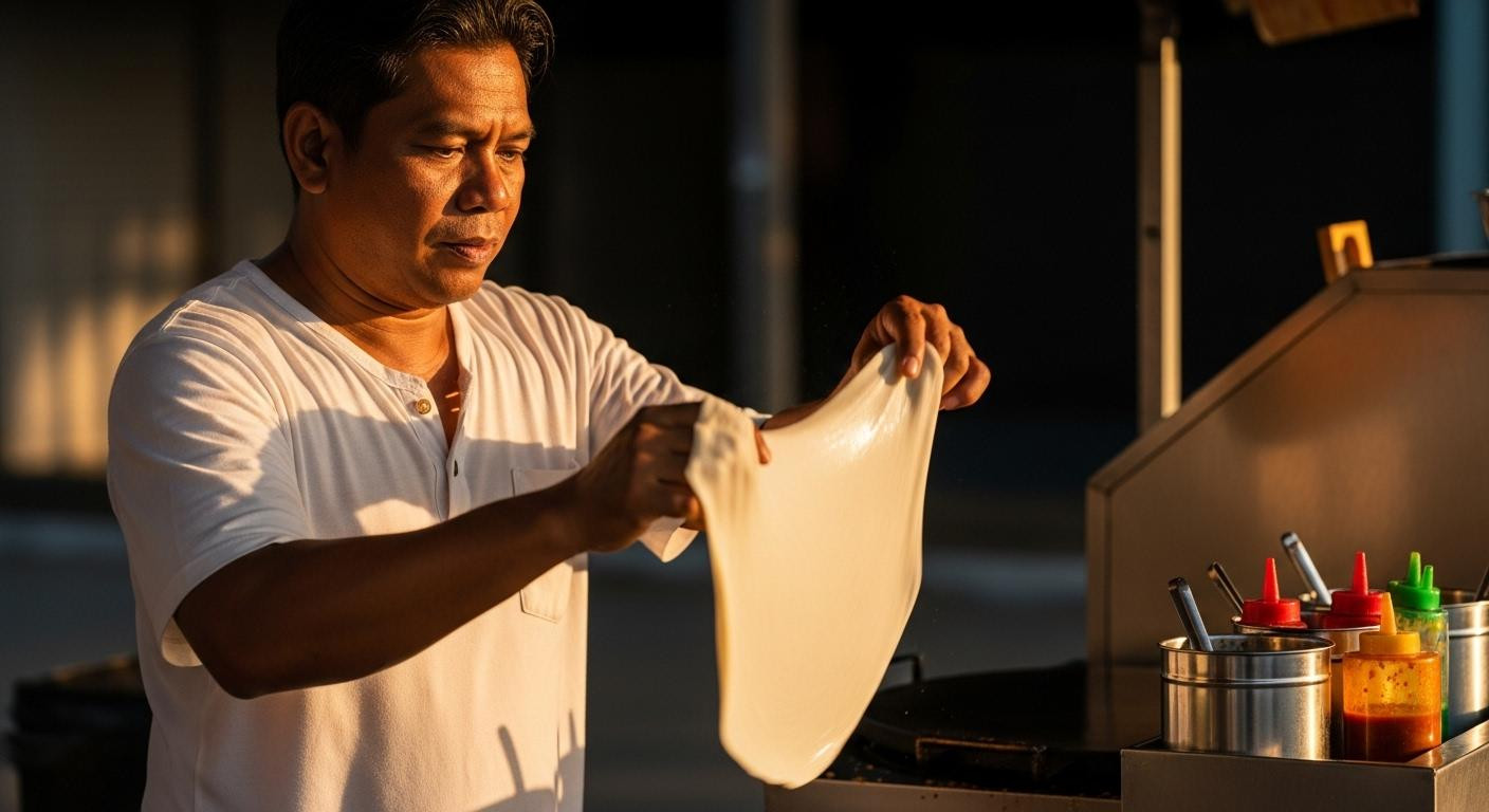 This 0.70 roti canai costs a third of Central Market's 10 AM tourist version