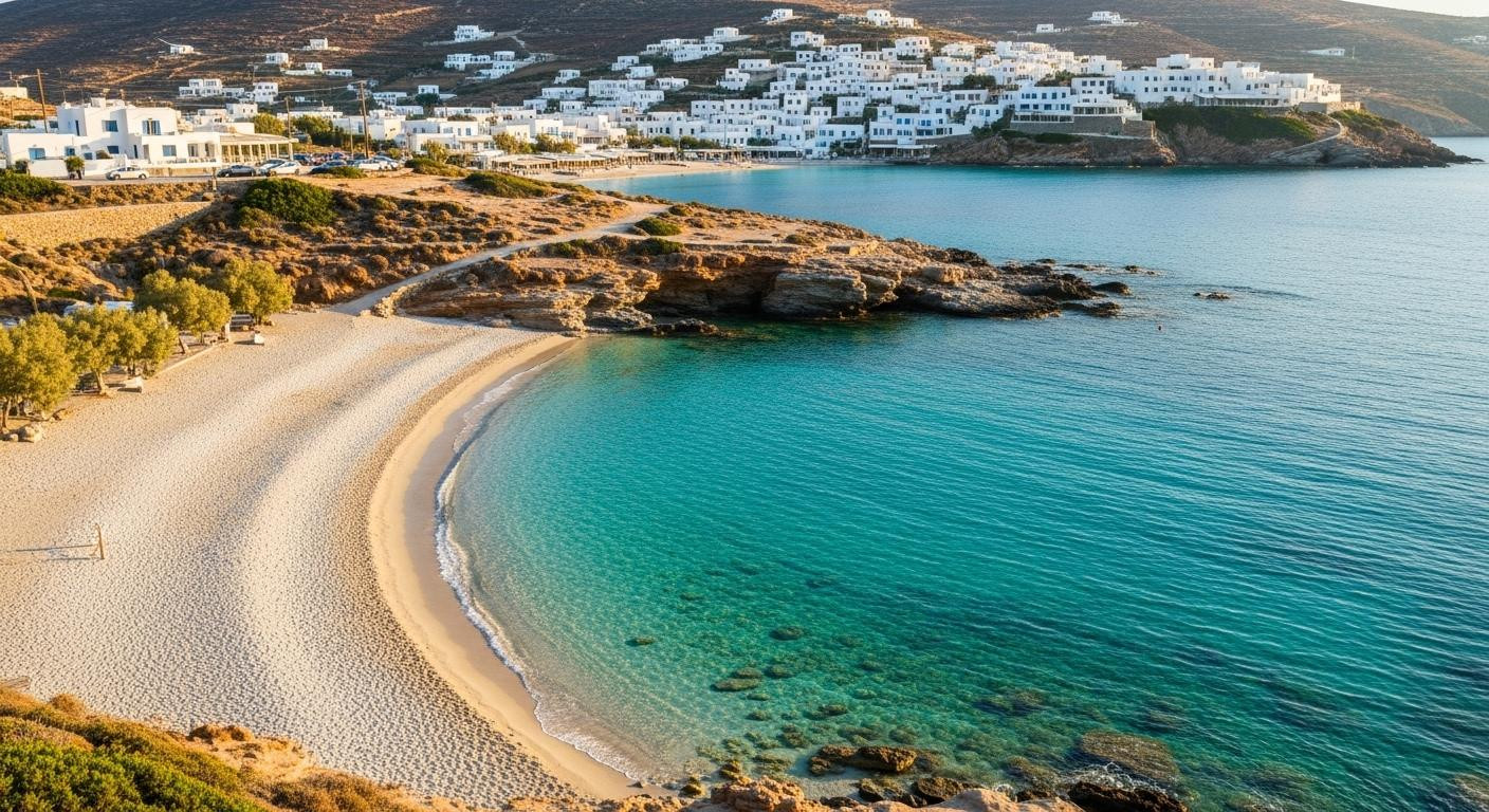 This Greek island of 200 people hides turquoise beaches Santorini had before the crowds