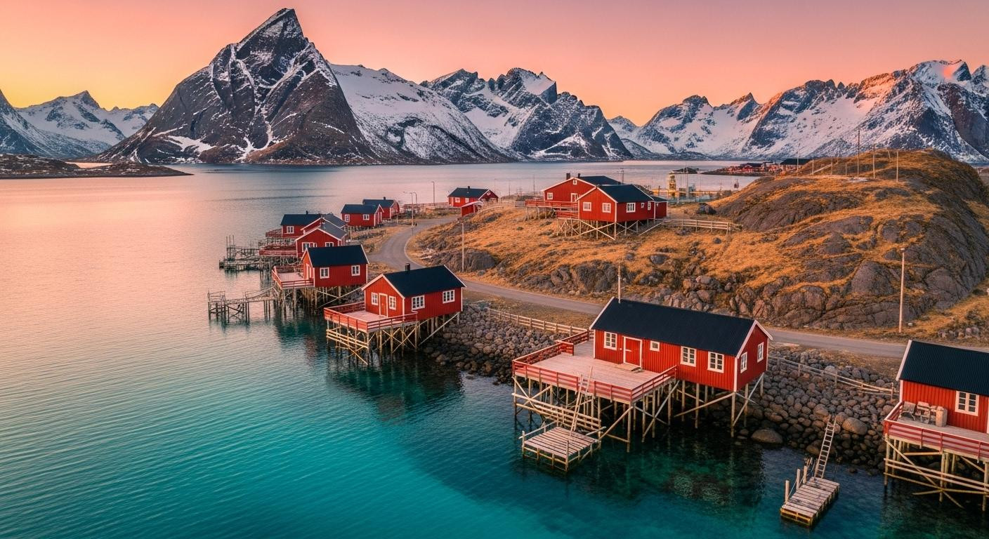 This village of 900 glows salmon pink for three hours every Arctic summer midnight