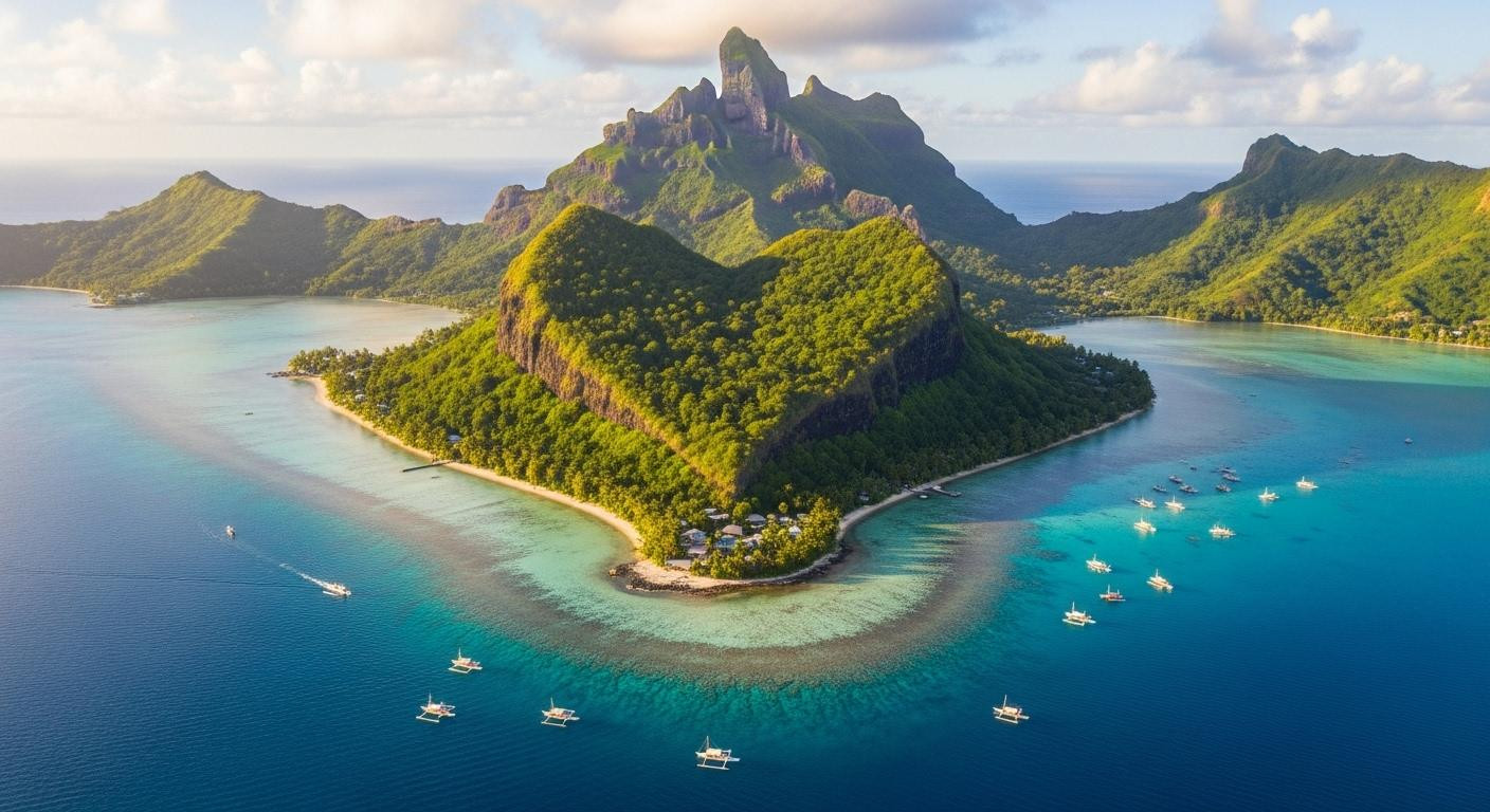 This tiny island 10 miles from Tahiti offers volcanic peaks at 25% lower cost