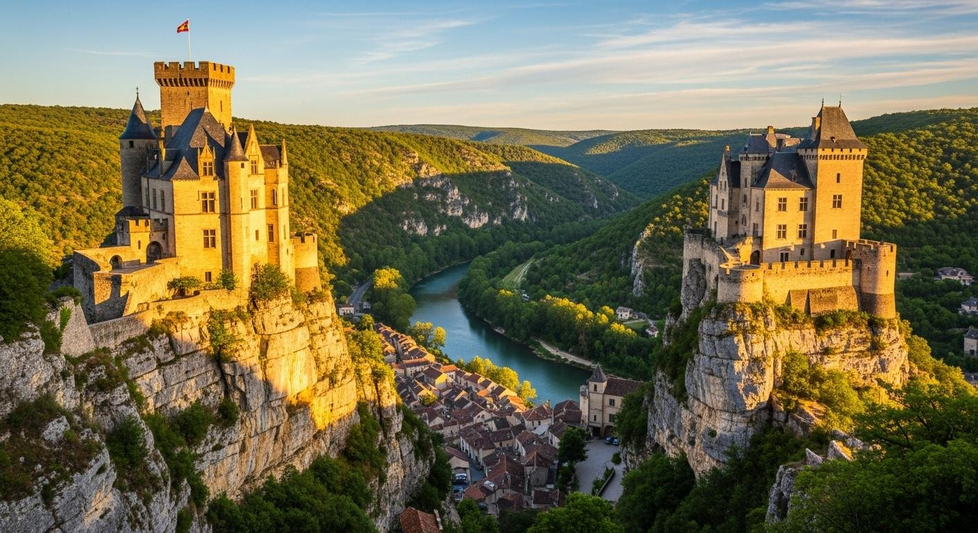 This village of 639 people sits on twin castles above cave structures built 176,500 years ago