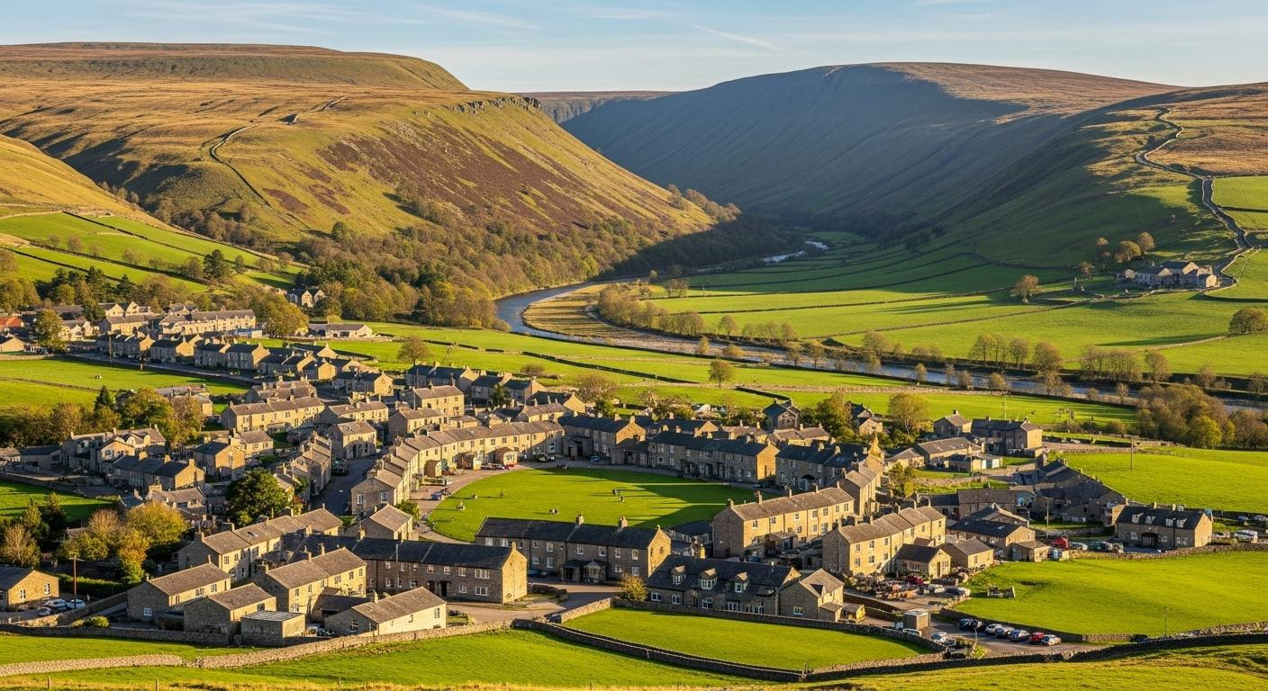 This village of 700 sits where two Yorkshire valleys meet at 666 feet elevation