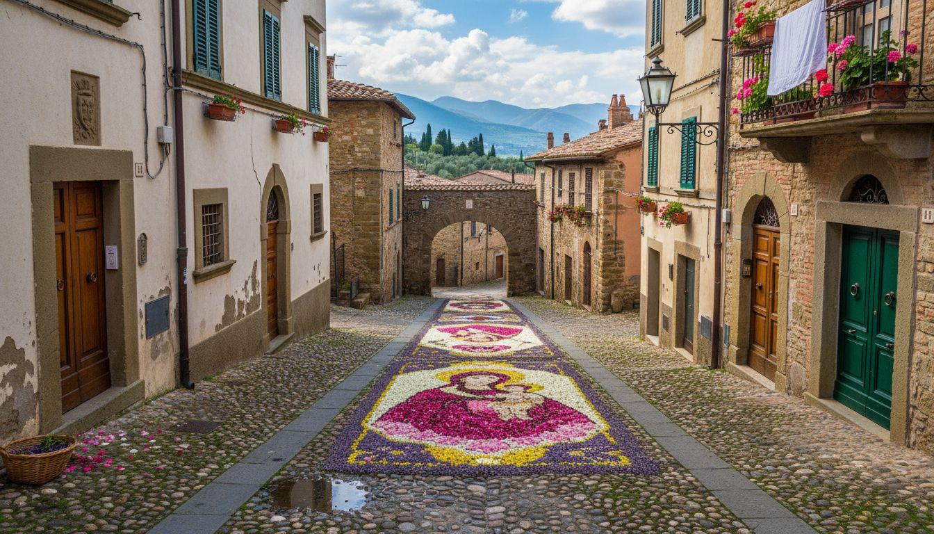 This village of 8200 carpets 60 streets with fresh pink petals one June day