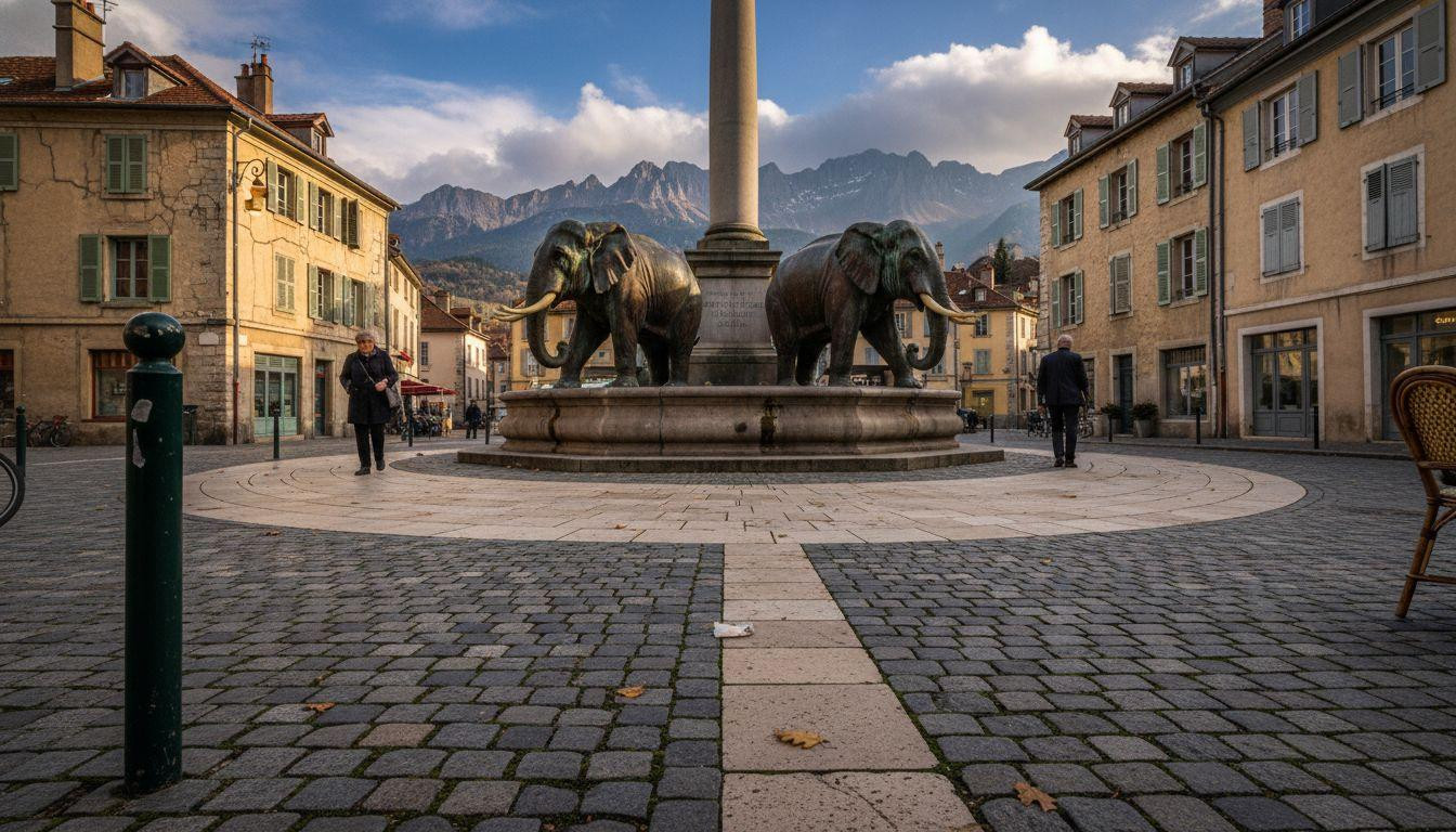 This city of 60,000 where bronze elephants glow amber every sunset near Alpine peaks