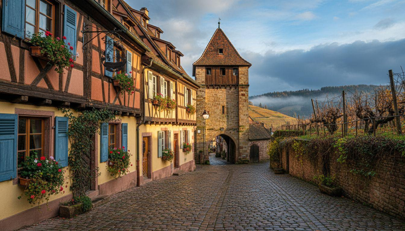 This village of 1,004 where half-timbered facades turn amber when sunset backlights western walls