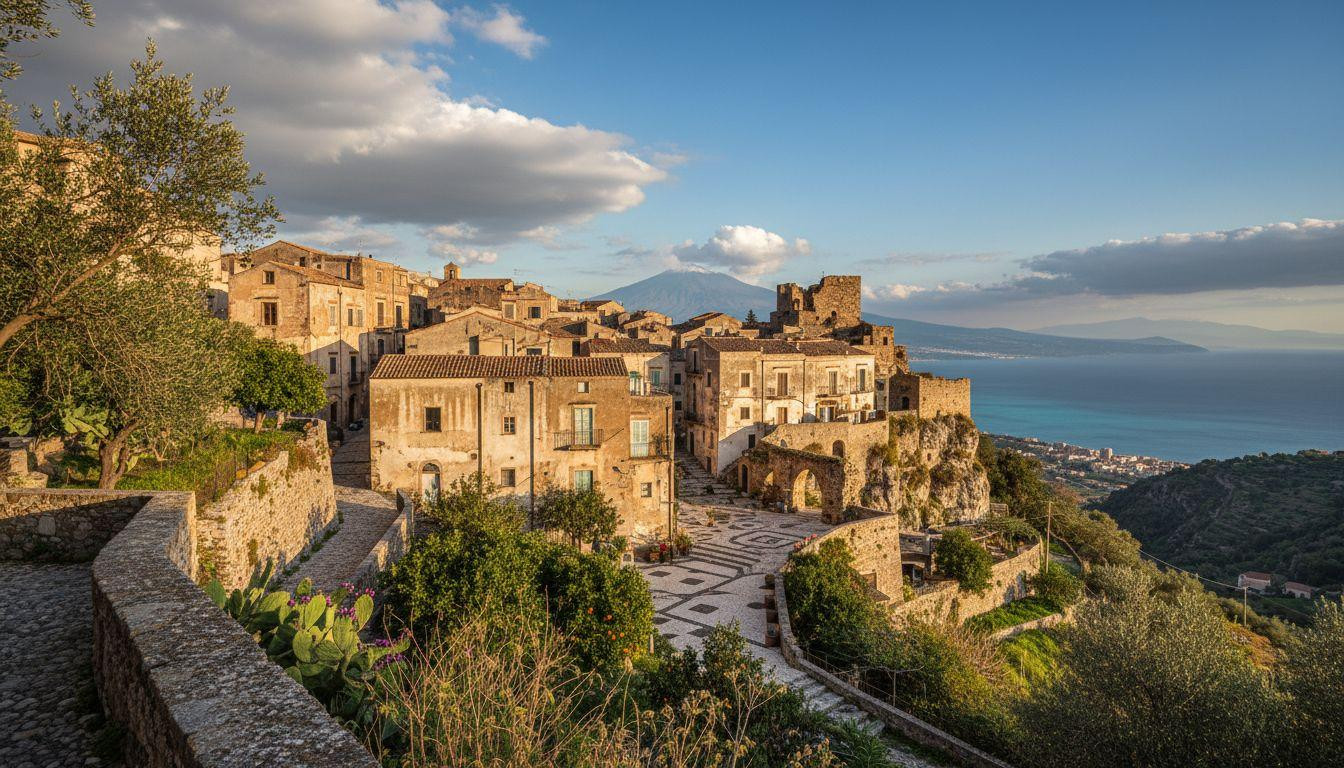 This village 820 feet above Sicily's coast turns amber when sunset catches limestone walls