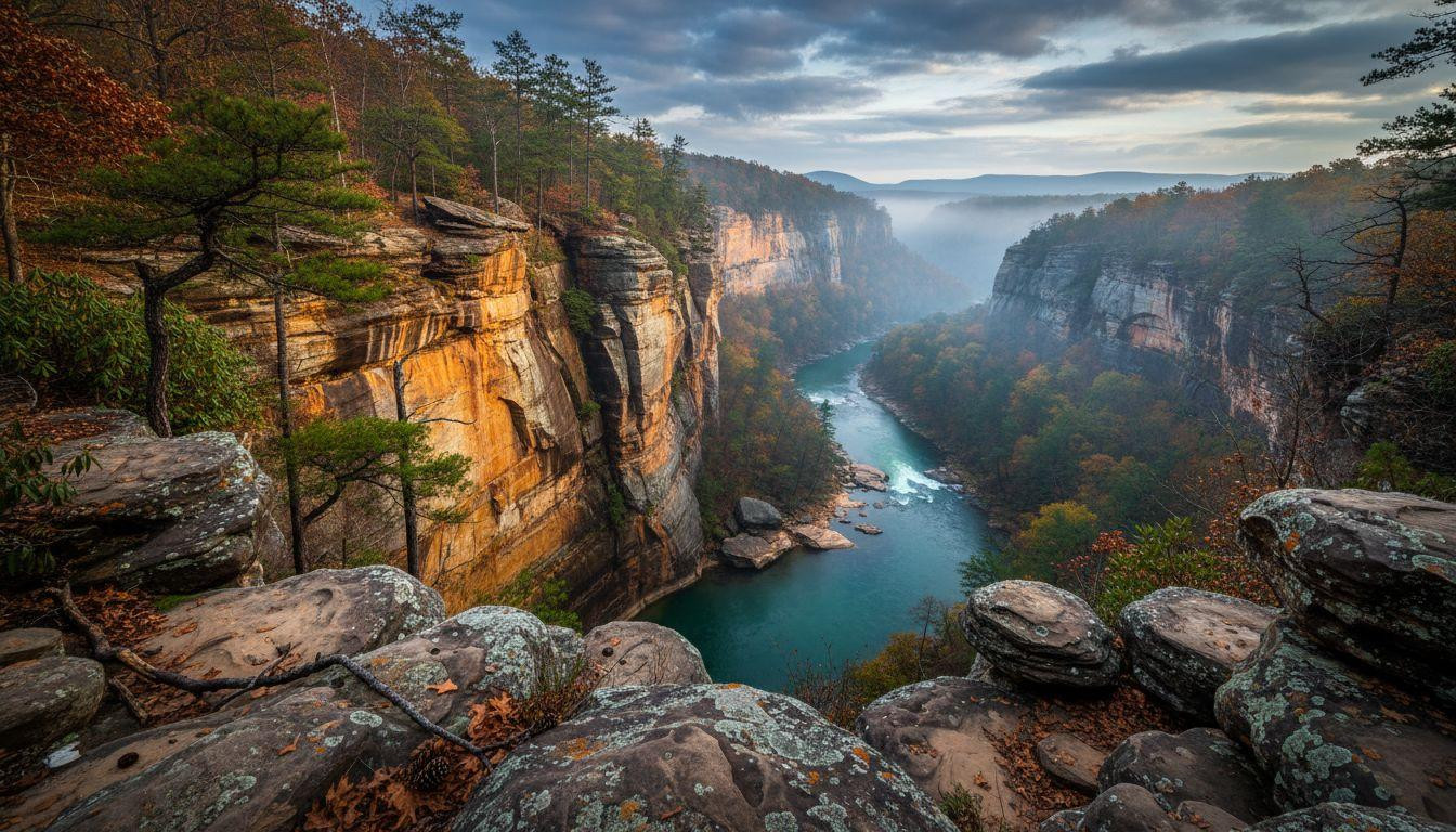 This canyon where a turquoise river cuts 600 feet through ancient Appalachian rock