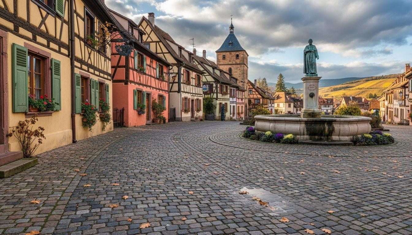This village where pastel houses spiral in three perfect rings around medieval stone