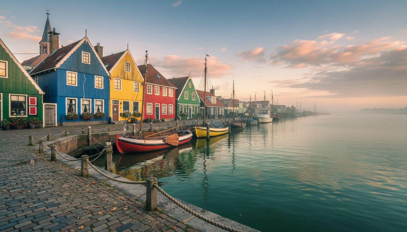 This fishing village where wooden houses turn amber when morning light catches the harbor