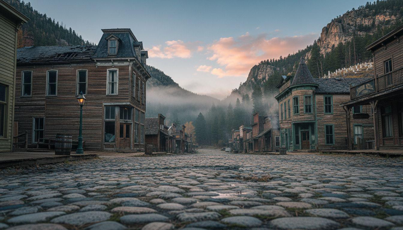 This frontier town where Victorian facades rise above cobblestones unchanged since 1876