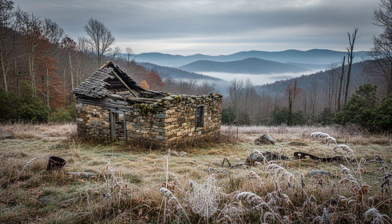This hamlet where morning frost settles on stone foundations from the 1800s