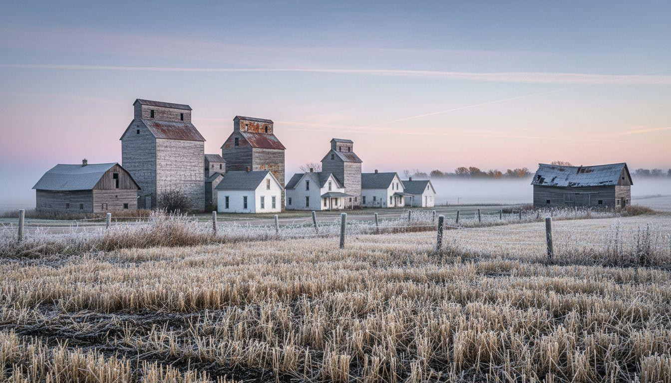 This Minnesota town where frost settles on grain elevators before dawn breaks